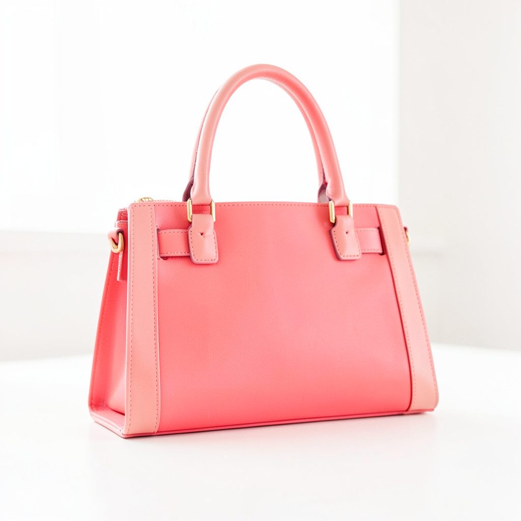 A deep sapphire blue handbag with structured lines and gold hardware, cool-toned and polished mood